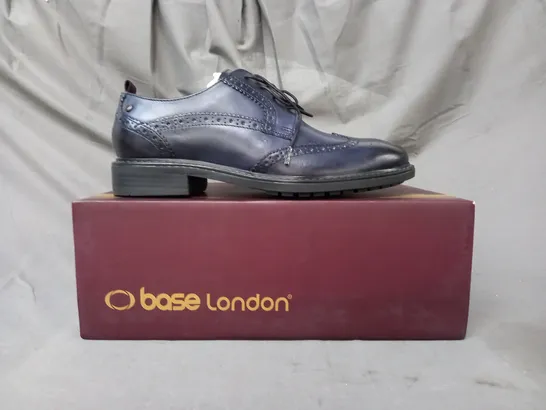 BOXED PAIR OF BASE LONDON LENNOX SHOES IN WASHED NAVY UK SIZE 7