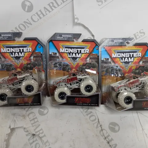 3 MONSTER JAM 1:64 SERIES 31 ZOMBIE TRUCK TOYS