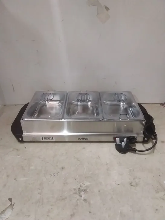 BOXED TOWER 3 TRAY BUFFET SERVER & PLATE WARMER