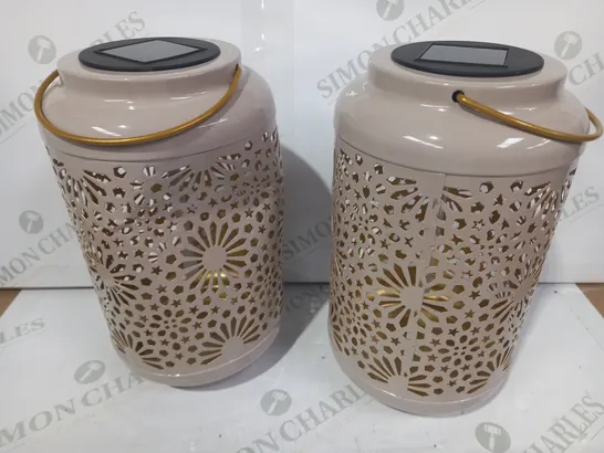 GARDEN REFLECTIONS SET OF 2 PATTERNED SOLAR LANTERNS