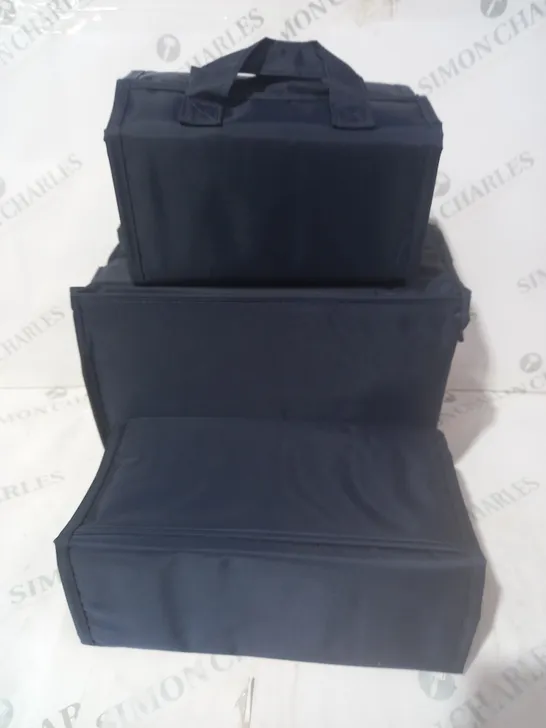 BOXED OUTLET SET OF ROLL UP STORAGE CASES IN NAVY