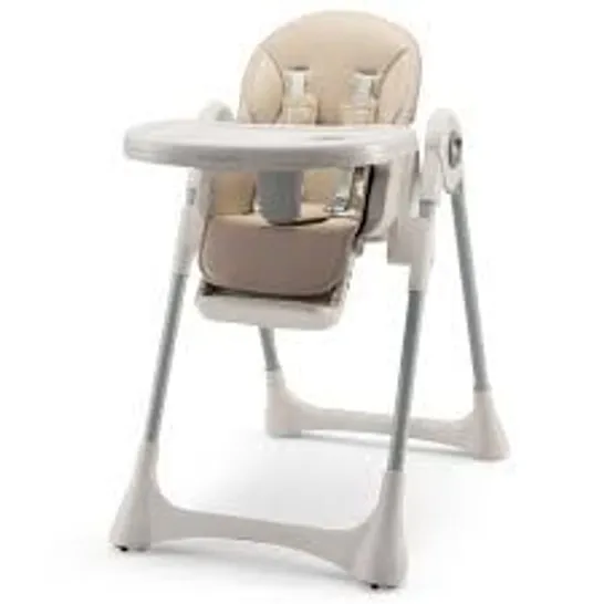 BOXED COSTWAY FOLDABLE CONVERTIBLE BABY HIGH CHAIR WITH ADJUSTABLE HEIGHT AND REMOVABLE TRAY - BEIGE