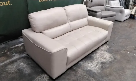 QUALITY ITALIAN DESIGNER ARENA SOFA IN BEIGE LEATHER