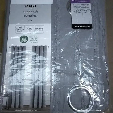 BOX OF 8 BRAND NEW EYELET LINER TUFT CURTAINS GREY 168 X 137CM