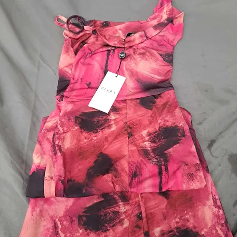 CLUB L PINK PRINT COWL NECK MAXL DRESS SIZE 6 