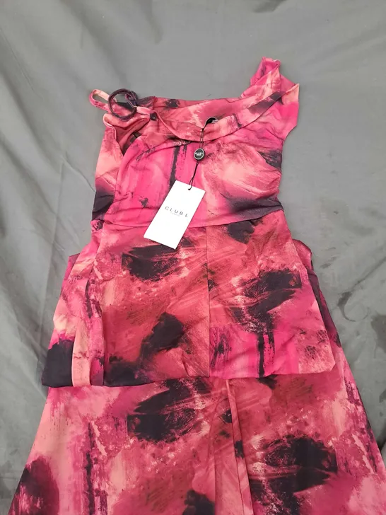 CLUB L PINK PRINT COWL NECK MAXL DRESS SIZE 6 