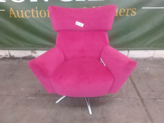 DESIGNER LOUNGE CO SWIVEL HOT PINK FABRIC ARMCHAIR 