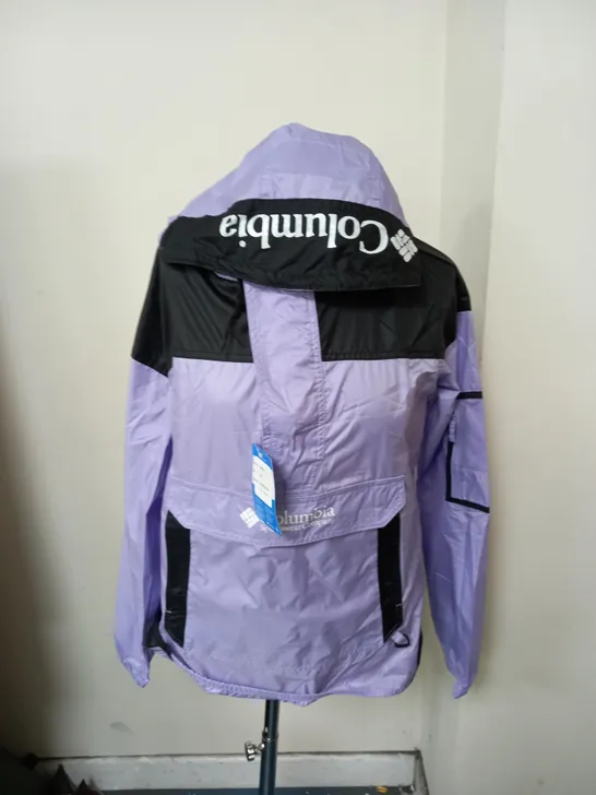 COLUMBIA PURPLE/BLACK LARGE RAINPROOF KANGAROO COAT 