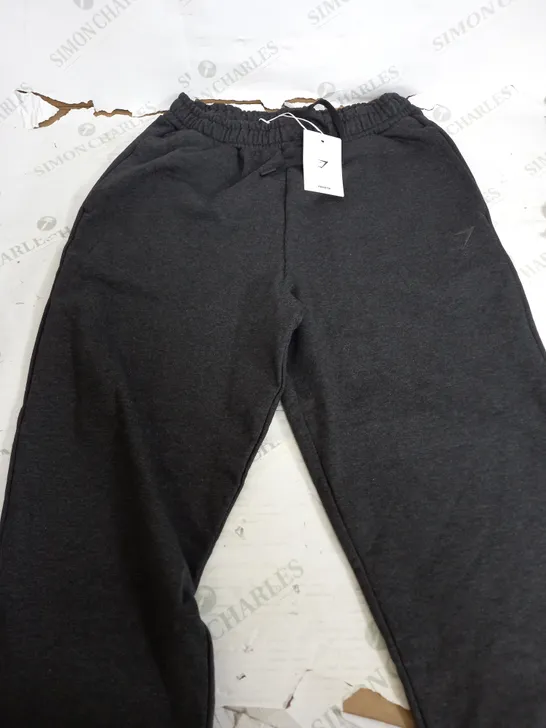 GYMSHARK REST DAY SWEATS JOGGERS IN BLACK MARL - SMALL