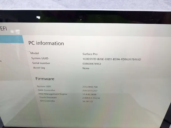 MICROSOFT SURFACE PRO 128GB