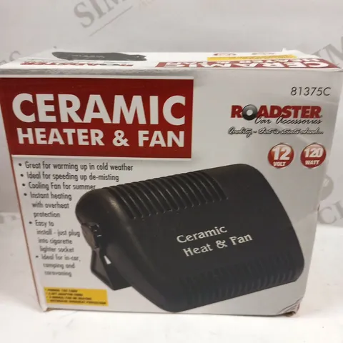 BOXED ROADSTER CAR ACCESSORIES CERAMIC HEATER AND FAN