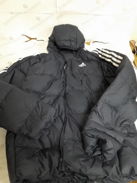 ADIDAS NAVY HEAVY PADDED PUFFER COAT WITH HOOD - LARGE