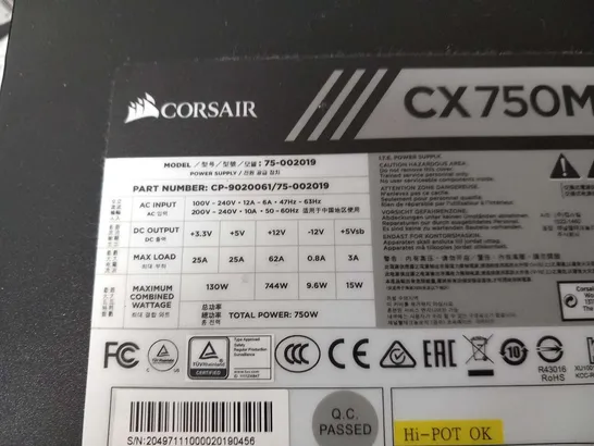 BOXED CORSAIR CXM SERIES 750 WATT CX750M MODULAR ATX POWER SUPPLY