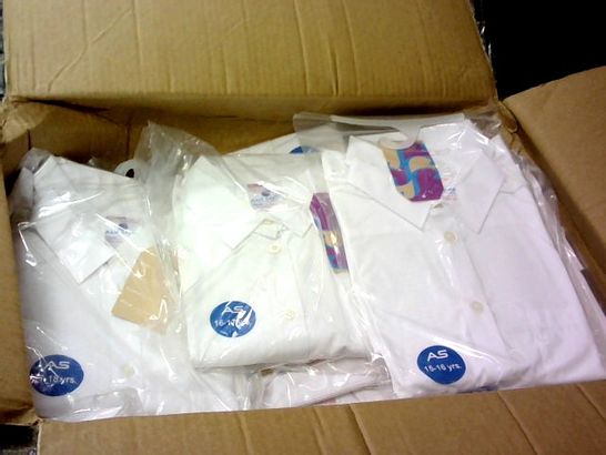 LOT 0F APPROXIMATELY 100 WHITE BOYS SHIRTS IN VARIOUS SIZES