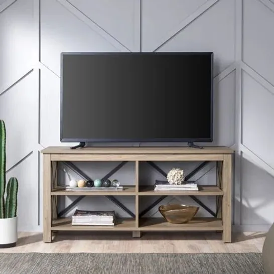 BOXED SAHIKA TV STAND FOR TVS UP TO 55" - ANTIQUE GREY OAK FINISH (1 BOX)