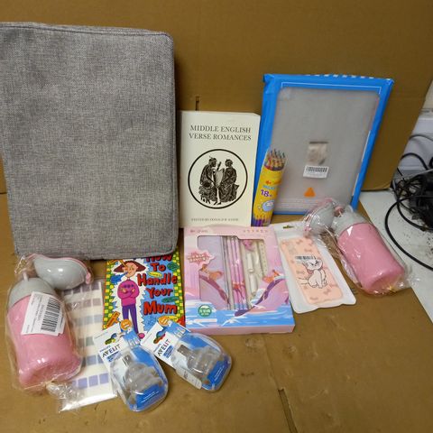 LOT OF APPROX 12 ASSORTED HOUSEHOLD ITEMS TO INCLUDE BEAUTY ME PHONE CASE. ANTI-COLIC TEATS, CREATIVE PORTABLE URINALS, ETC