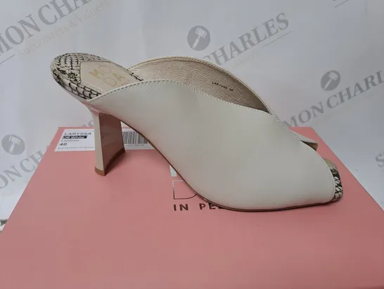 MODA IN PELLE LARYSSA SLIP ON PEEP TOE HEELED SANDAL SIZE 6 OFF WHITE 