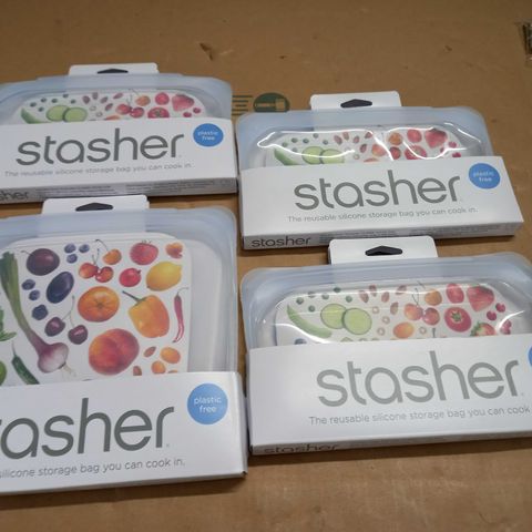 LOT OF 4 STASHER SILICONE STORAGE BAGS
