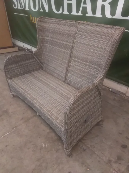 RATTAN EFFECT 2 SEATER GARDEN CHAIR GREY