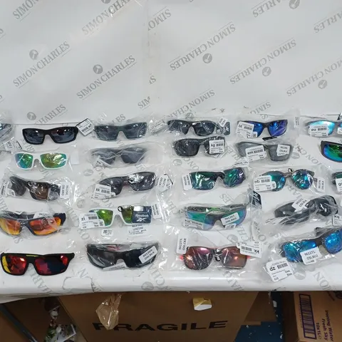 APPROXIMATELY 30 REEBOK ONE SIZE SPORT GLASSES OF VARIED COLOURS 