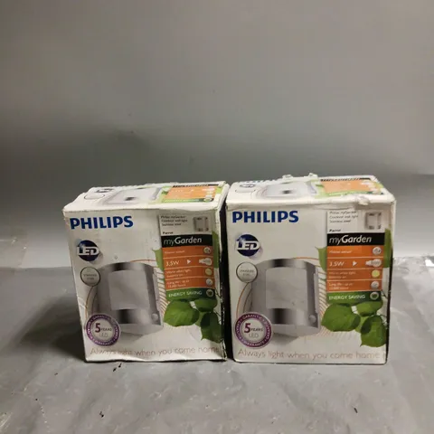 2X BOXED PHILIPS MYGARDEN OUTDOOR WALL LIGHT STAINLESS STEEL 