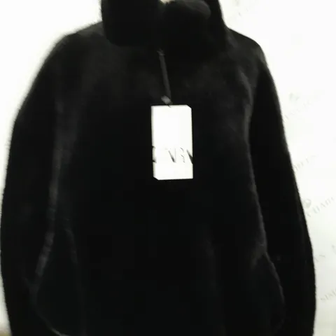 ZARA BLACK FUR JACKET - SIZE LARGE