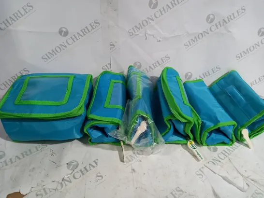 6 FLORA LUNCH BAGS IN LIGHT BLUE/GREEN