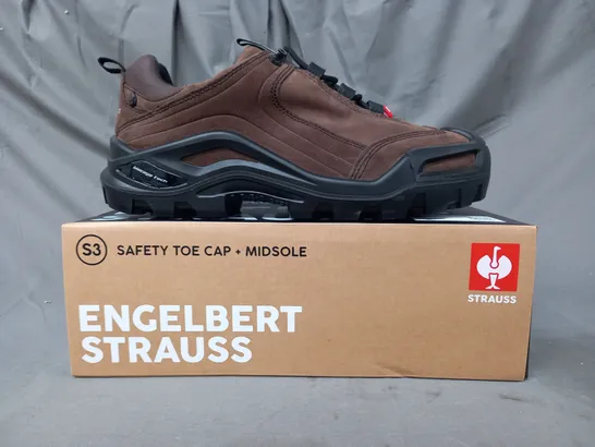 BOXED PAIR OF ENGELBERT STRAUSS SAFETY TOE CAP MIDSOLE SHOES IN BROWN UK SIZE 11