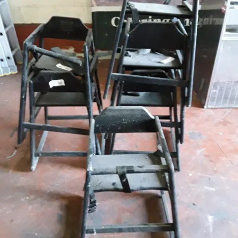 LOT OF 6 BLACK WOODEN HIGH CHAIRS