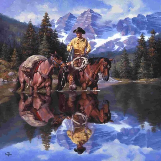 BAGGED PAINTING - REFLECTIONS OF THE ROCKIES BY JACK (1 ITEM)