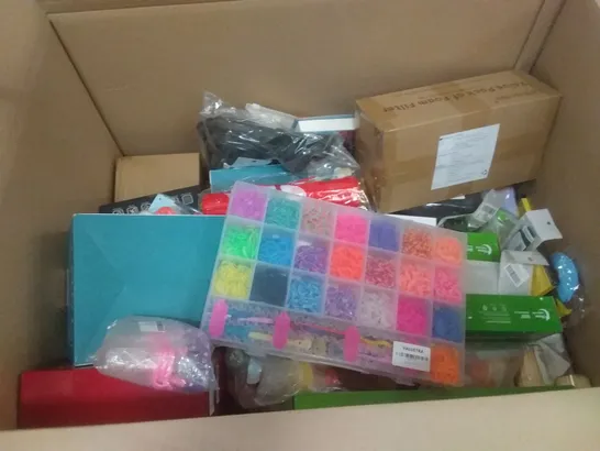 PALLET OF ASSORTED ITEMS TO INCLUDE LIGHTS, CHRISTMAS DECOR, LOOM BANDS, SHOULDER RELAXERS, BOOKS ETC