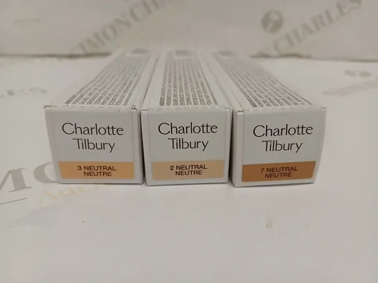 3 BOXED CHARLOTTE TILBURY BEAUTIFUL SKIN FOUNDATION TO INCLUDE 2 NEUTRAL, 3 NEUTRAL, 7 NEUTRAL 