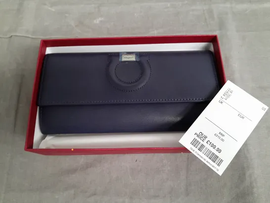 SALVATORE FERAGANO NAVY LEATHER PURSE