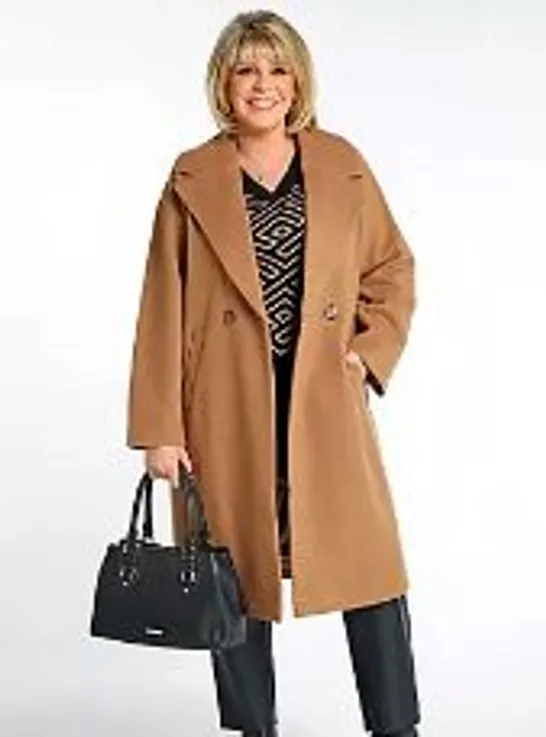 RUTH LANGSFORD MELTON COCOON COAT NUTMEG SIZE 10