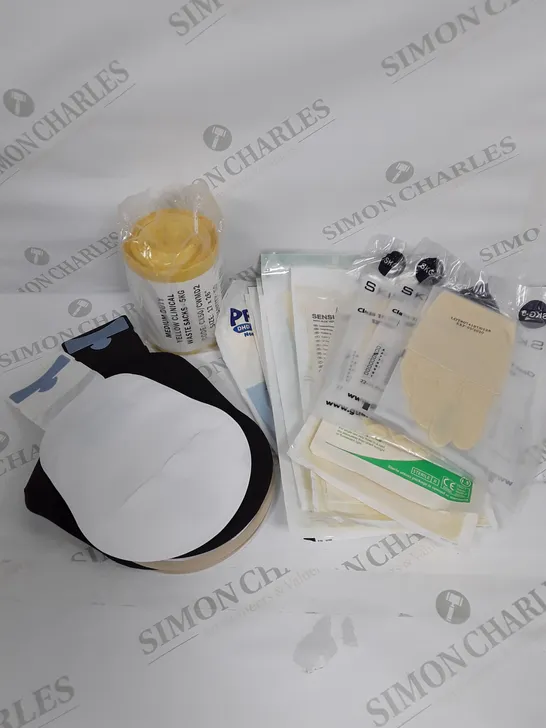 LARGE ASSORTMENT OF HOUSEHOLD PRODUCTS TO INCLUDE COLOSTOMY BAGS AND MEDICAL WASTE BAGS