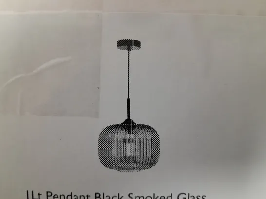 BOXED DAR LIGHTING 1-LIGHT PENDANT BLACK SMOKED GLASS 