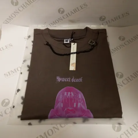 KOI CLOTHING `SWEET DEATH` TSHIRT WITH CHAIN DETAIL - SIZE S