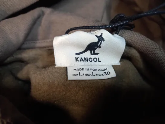 KANGOL BROWN HOODED JUMPER - SIZE L