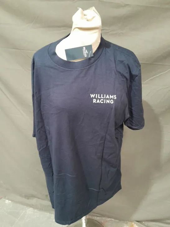 HOLLISTER WILLIAMS RACING NAVY T-SHIRT - LARGE