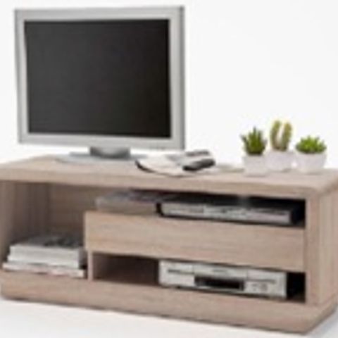 BOXED GREGOR LCD TV STAND IN SAWN OAK FINISH WITH 1 DRAWER
