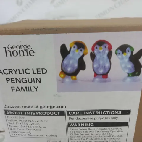 LOT OF 5 BRAND NEW 3-PACK BOXES OF ACRYLIC LED PENGUIN FAMILIES