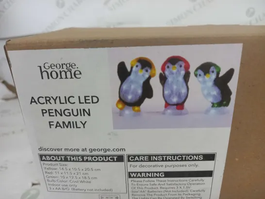 LOT OF 5 BRAND NEW 3-PACK BOXES OF ACRYLIC LED PENGUIN FAMILIES