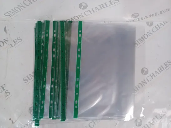 BOX OF APPROXIMATELY 100 A4 BINDER SLEEVES IN CLEAR/GREEN