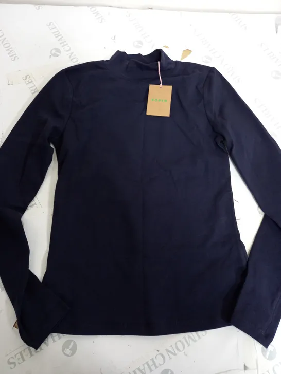 BODEN ESSENTIAL HIGH NECK JERSEY TOP IN NAVY - UK10