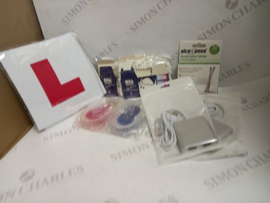 LOT OF APPROXIMATELY 15 ASSORTED HOUSEHOLD ITEMS, TO INCLUDE DP/HDMI CONVERTER, HEEL CUPS, FILTER TIPS, ETC