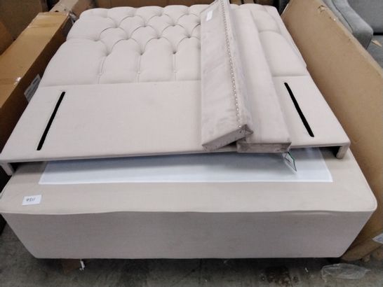 NATURAL FABRIC STORAGE DIVAN BASE WITH HEADBOARD 