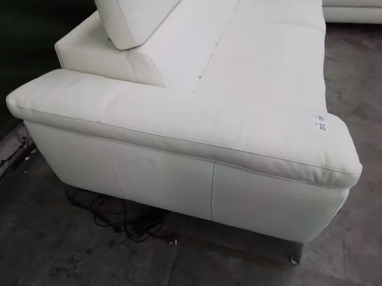 QUALITY ITALIAN DESIGNER FLAVIO POWER RECLINING CHAISE SOFA WITH ADJUSTABLE HEADRESTS WHITE LEATHER 