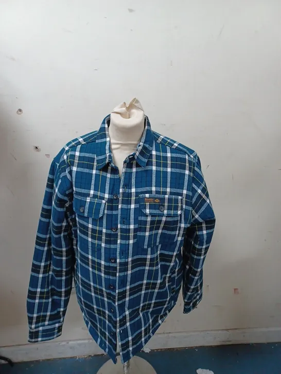 BENCH MEDIUM BLUE/GREEN CHECK PLAIDED JACKET 