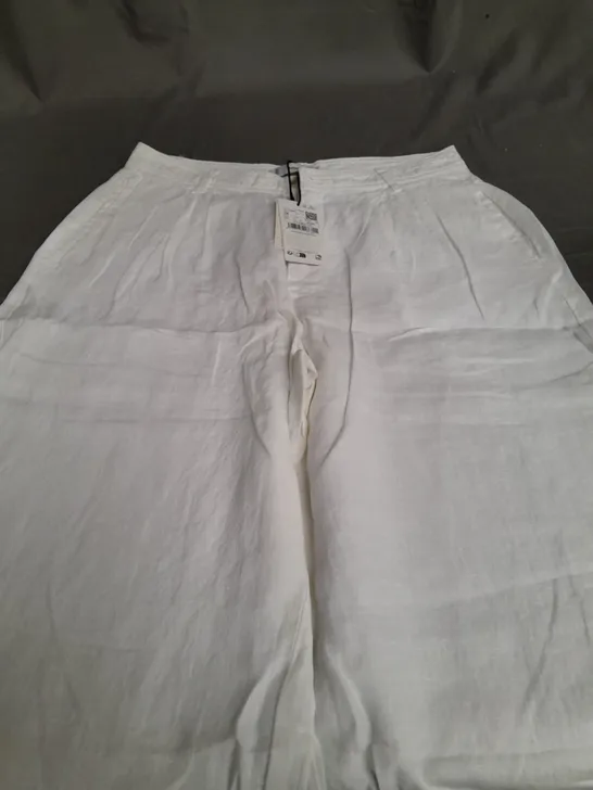 MNG GARMENT WASHED WHITE TROUSERS - EUR 38