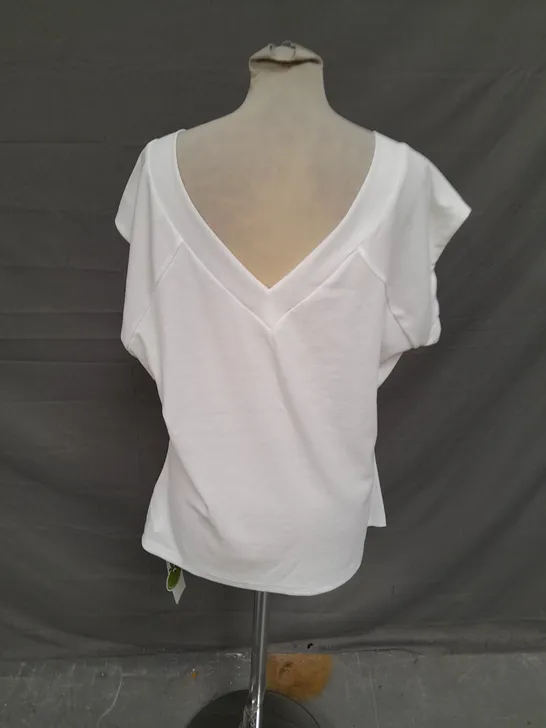 CIDER LADIES WHITE SHORT SLEEVE RIBBED TOP SIZE XXL